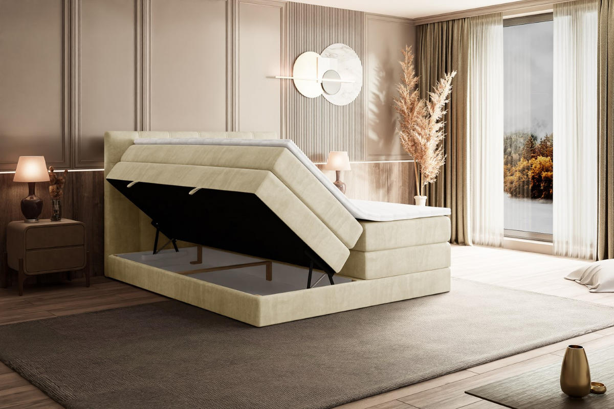 BOXSPRINGBETT MARCE KING - 160x200 - H3/H4 - Beige - Beige, Holzwerkstoff (160/200cm) - ALTDECOR