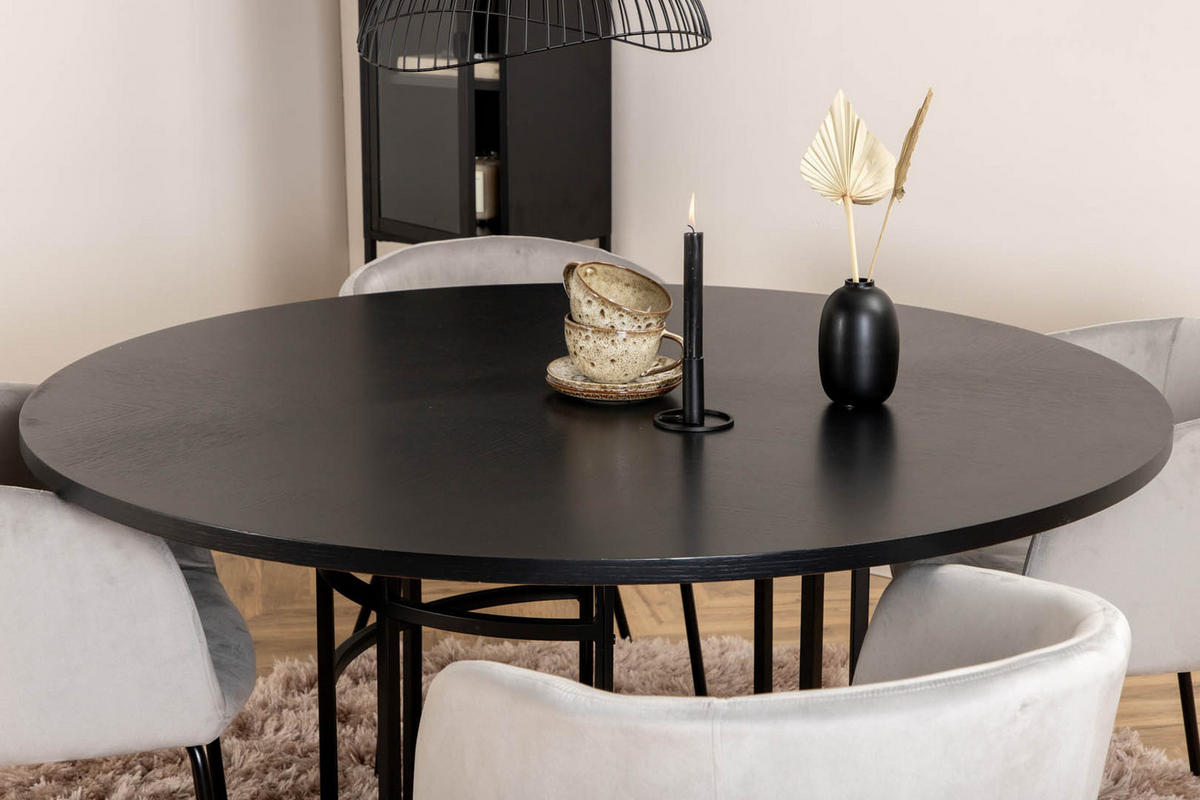 TISCHGRUPPE Grau - Dunkelbraun/Grau, Holzwerkstoff (140/74/140cm) - ebuy24