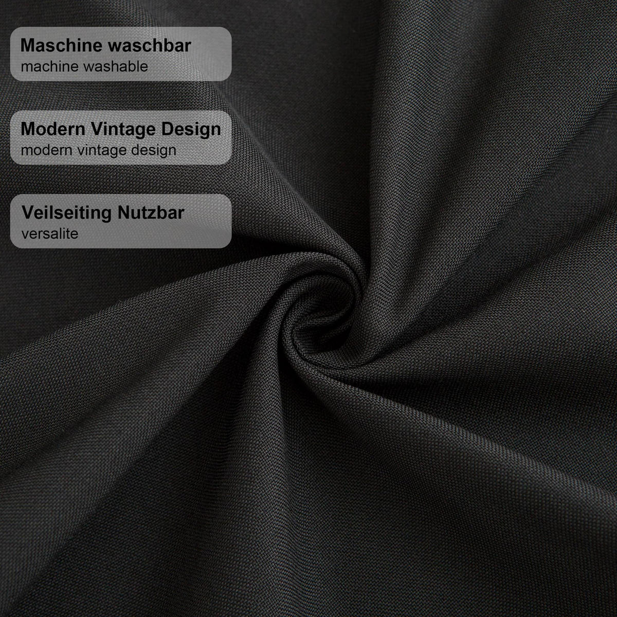 TISCHLÄUFER modern abwaschbar, wasserabweisend, Lotuseffekt, 30x120 cm, Schwarz - Schwarz, Textil (30/120cm)