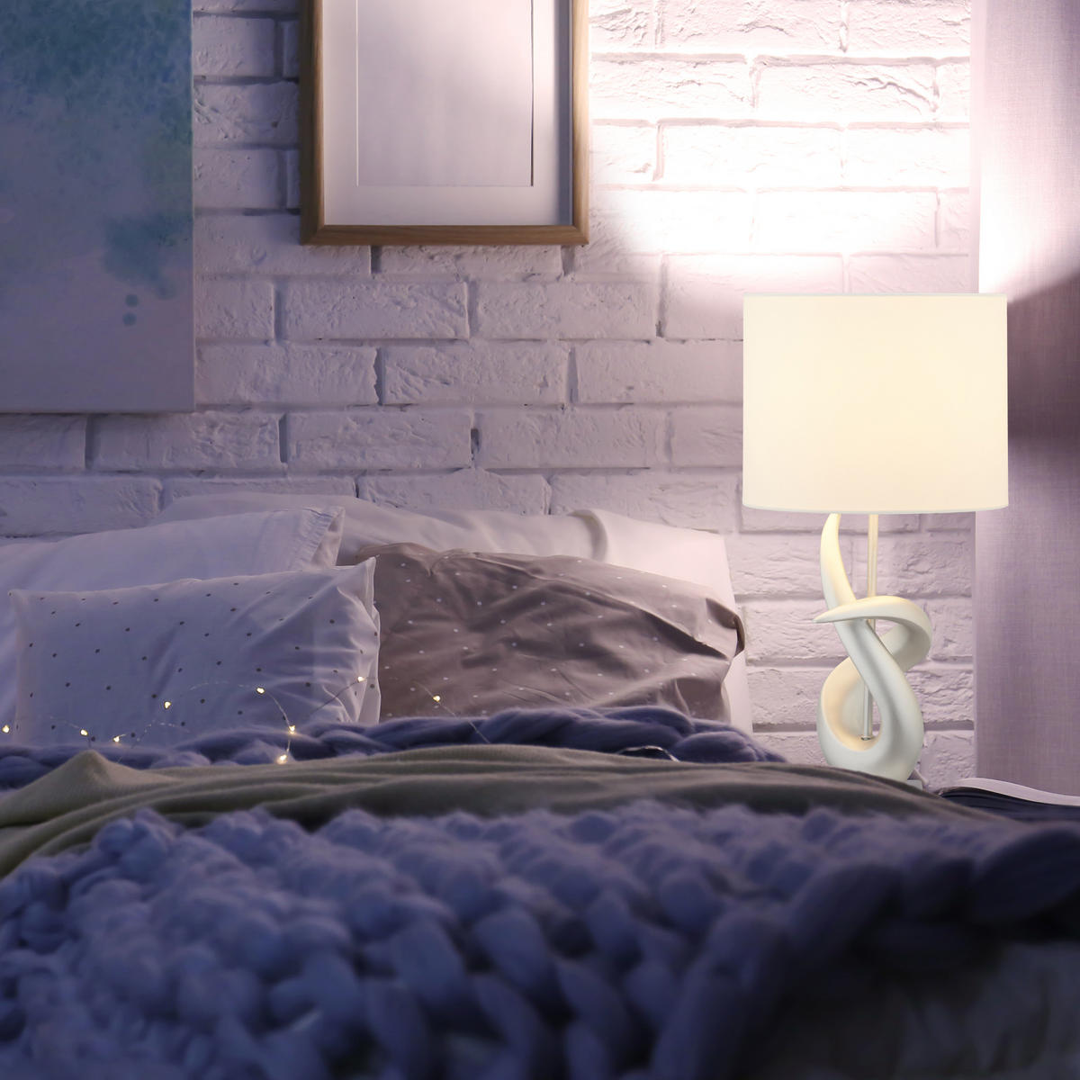TISCHLAMPE - Multicolor, Kunststoff/Textil (25/25/50cm) - Relaxdays