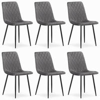 STUHL SCANNO 6-er Set, Grau, mit Samtstoff gepolstert - Anthrazit, Textil/Metall (45/89/53cm) - Komodee