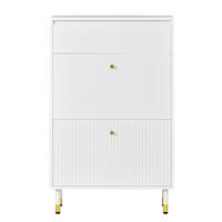 SCHUHSCHRANK Schmal Klappfächer Schublade Wellenfront MDF Modern - Weiß, Holzwerkstoff (65/104/24cm) - FLIEKS