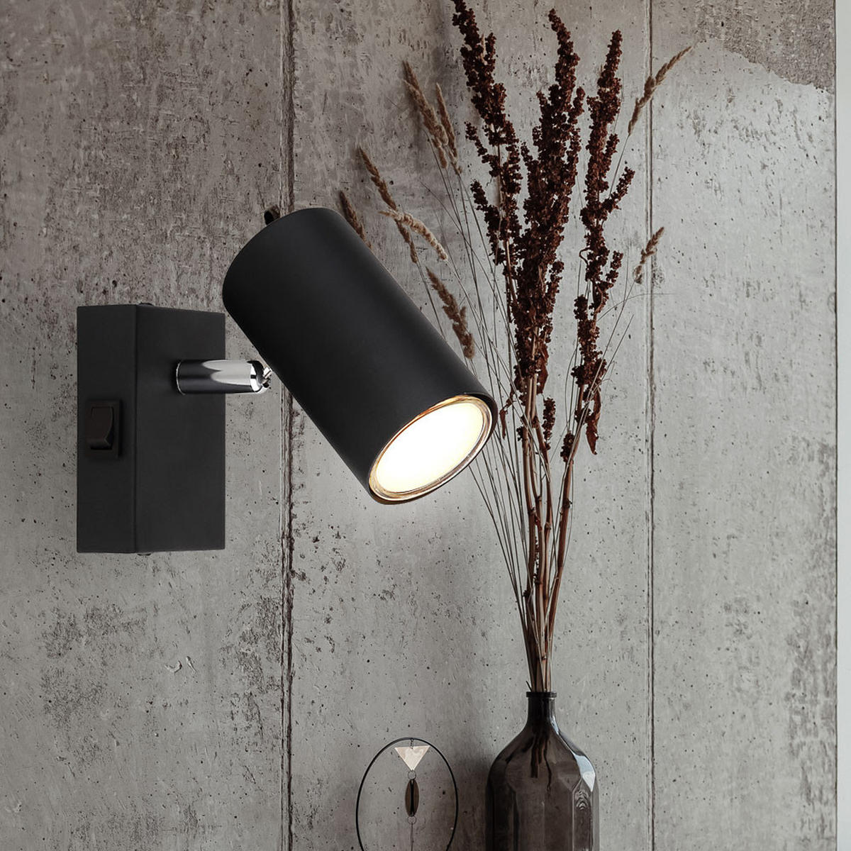 WANDLEUCHTE Metall Schwarz Chrom - Schwarz, Metall (7/10/12cm) - Globo Lighting