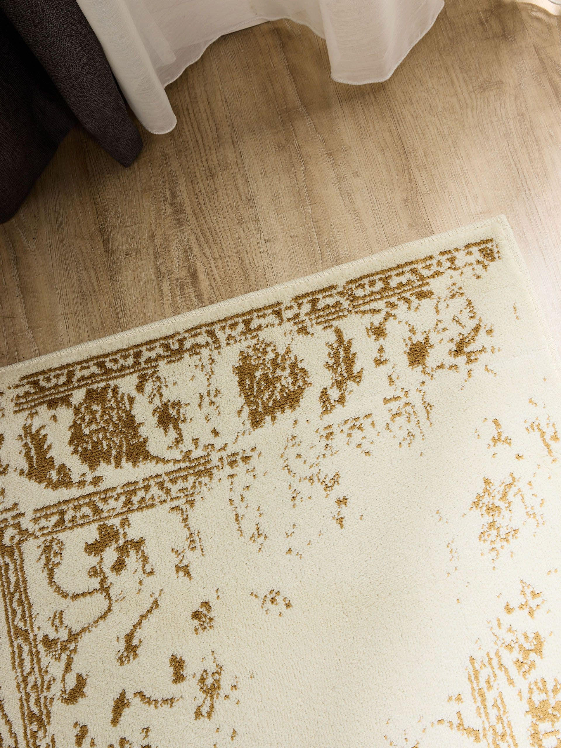 VINTAGE-LÄUFER Suki 80/240 cm - Gelb/Creme, Kunststoff (80/240cm) - benuta