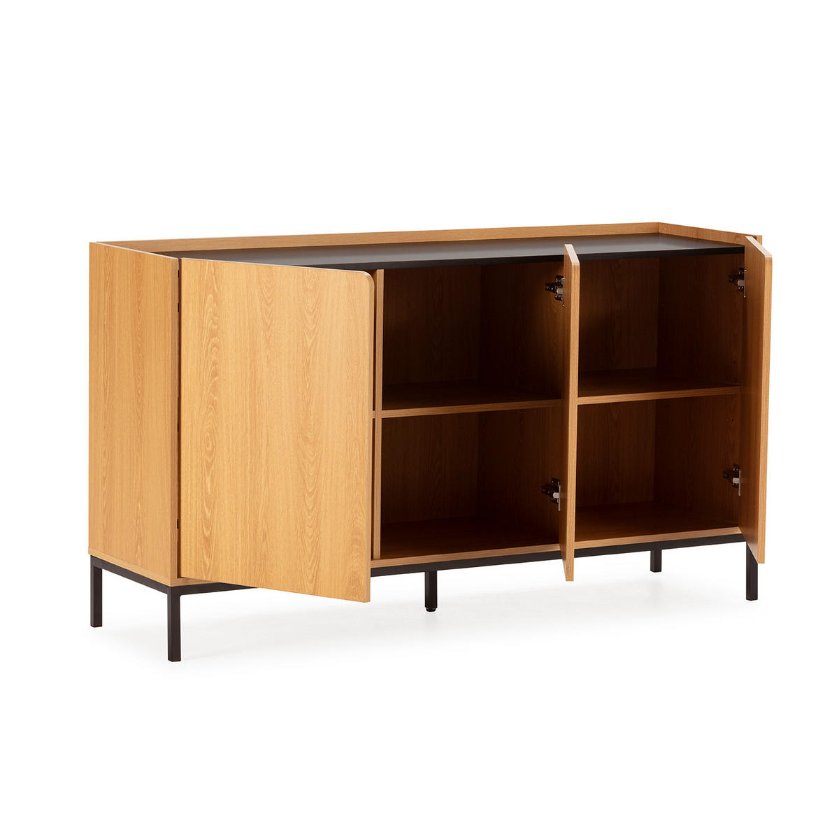 SIDEBOARD Curva 3 türen Eichenfarbe - Honigeiche, Holzwerkstoff (140/80/40cm)