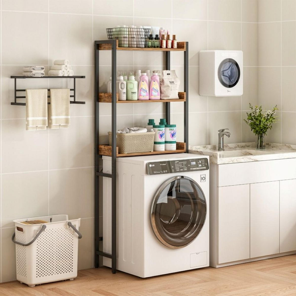 BADEZIMMERREGAL, braun 63/25/165 cm - Braun, Holzwerkstoff (63/165/25cm)