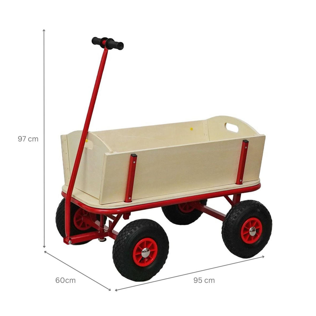 BOLLERWAGEN Bolly 97x95x60cm Traglast 150kg Rot - Rot, Holzwerkstoff (94/97/60cm) - PROREGAL