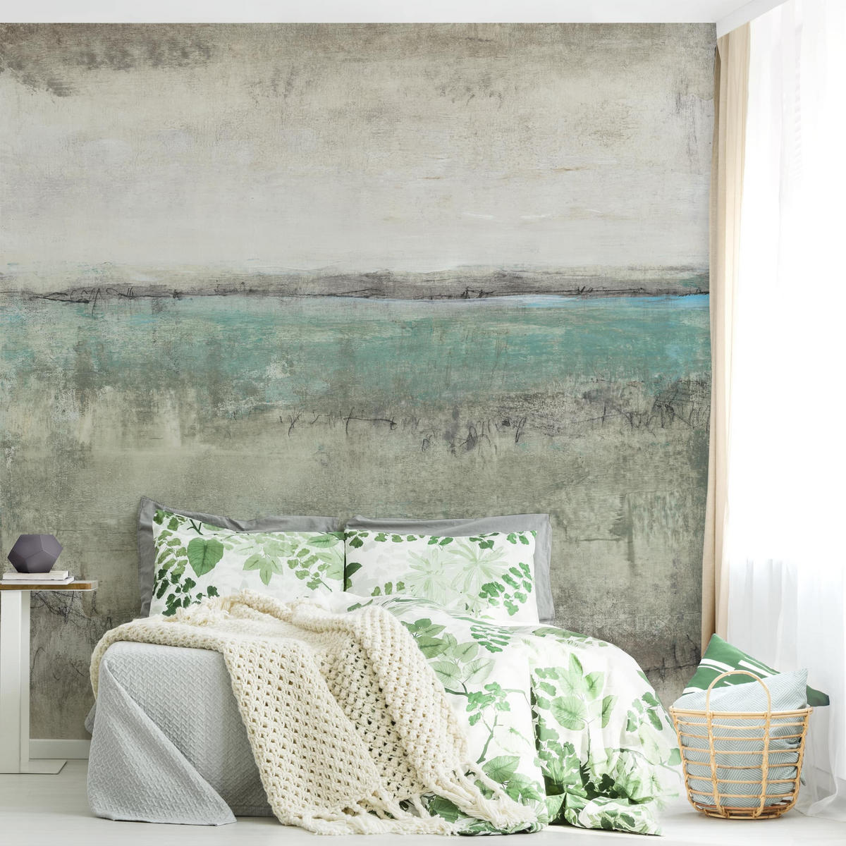 FOTOTAPETE Horizont über Türkis I 288/288 cm - Türkis, Papier (288/288cm) - Bilderwelten