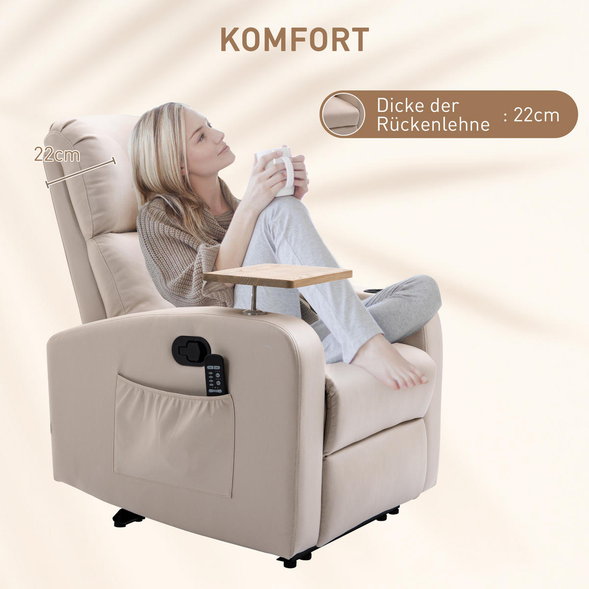 RELAXSESSEL, Mikrofaser - Beige, Metall (93/105/77cm) - HOMCOM