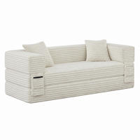 SOFA in Cordoptik mit Schlaffunktion Weiß - Weiß, Kunststoff (76/60/200cm) - Meubliv