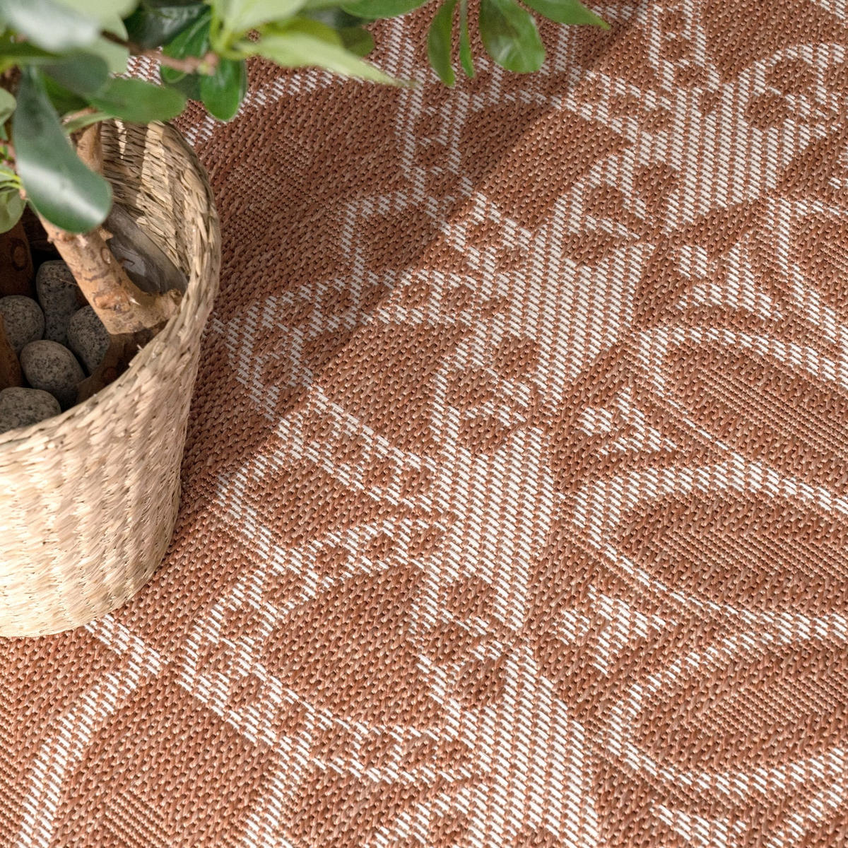 FLACHWEBTEPPICH, mit Mandala-Muster, Apricot, 160 x 220 cm - Orange, Textil (160/220cm) - KADIMA DESIGN