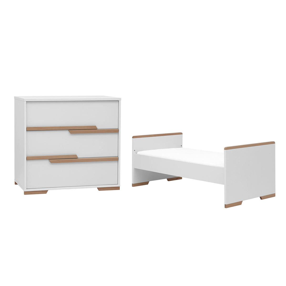 POKOJ PRO MIMINKO 2DÍLNÝ bílá a dřevo - bílá, kompozitní dřevo (145/92/76cm) - Petits-meubles