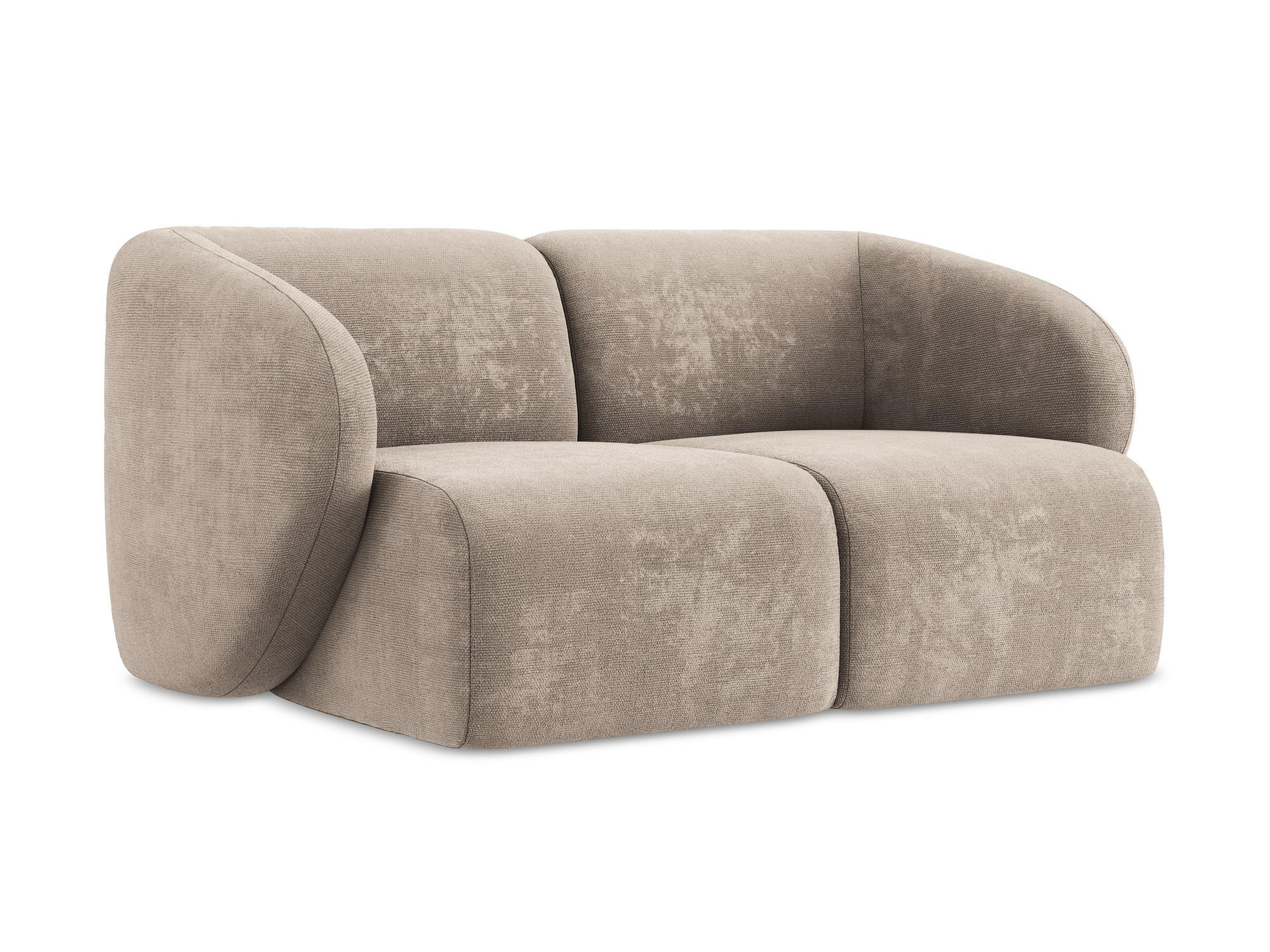 2-SITZER-SOFA Chenille Stoff Beige - Schwarz/Cappuccino, Holzwerkstoff/Kunststoff (174/75/94cm) - Makamii