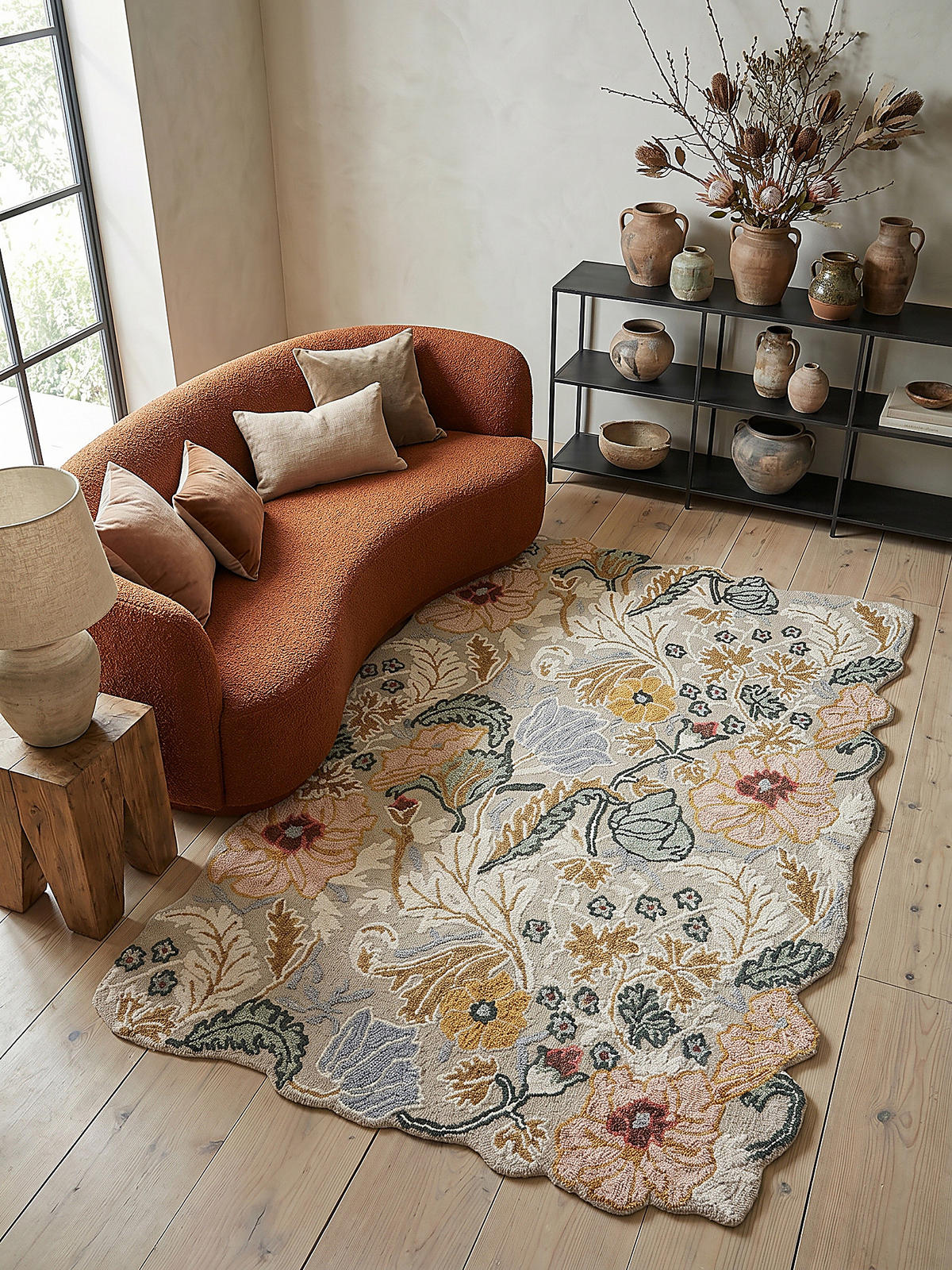 WOLLTEPPICH CHAR, floral, Hellrosa, 120 x 170 cm - Rosa, Textil (120/170cm) - KADIMA DESIGN