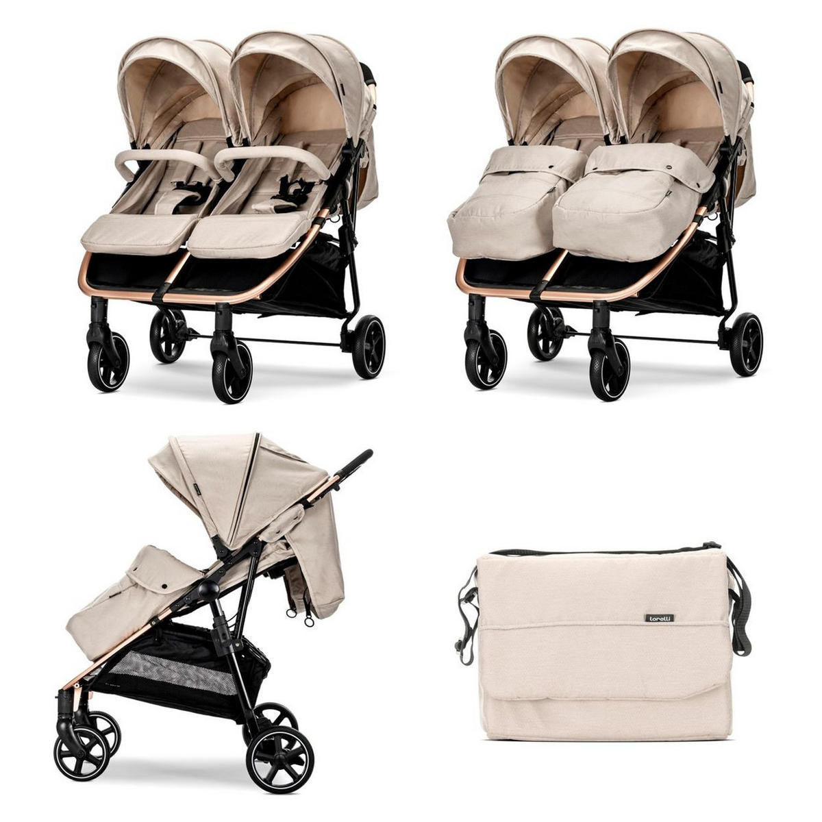 DUO klappbar verstellbar Fußabdeckung Wickeltasche - Beige, Metall (76/88/105cm) - Lorelli