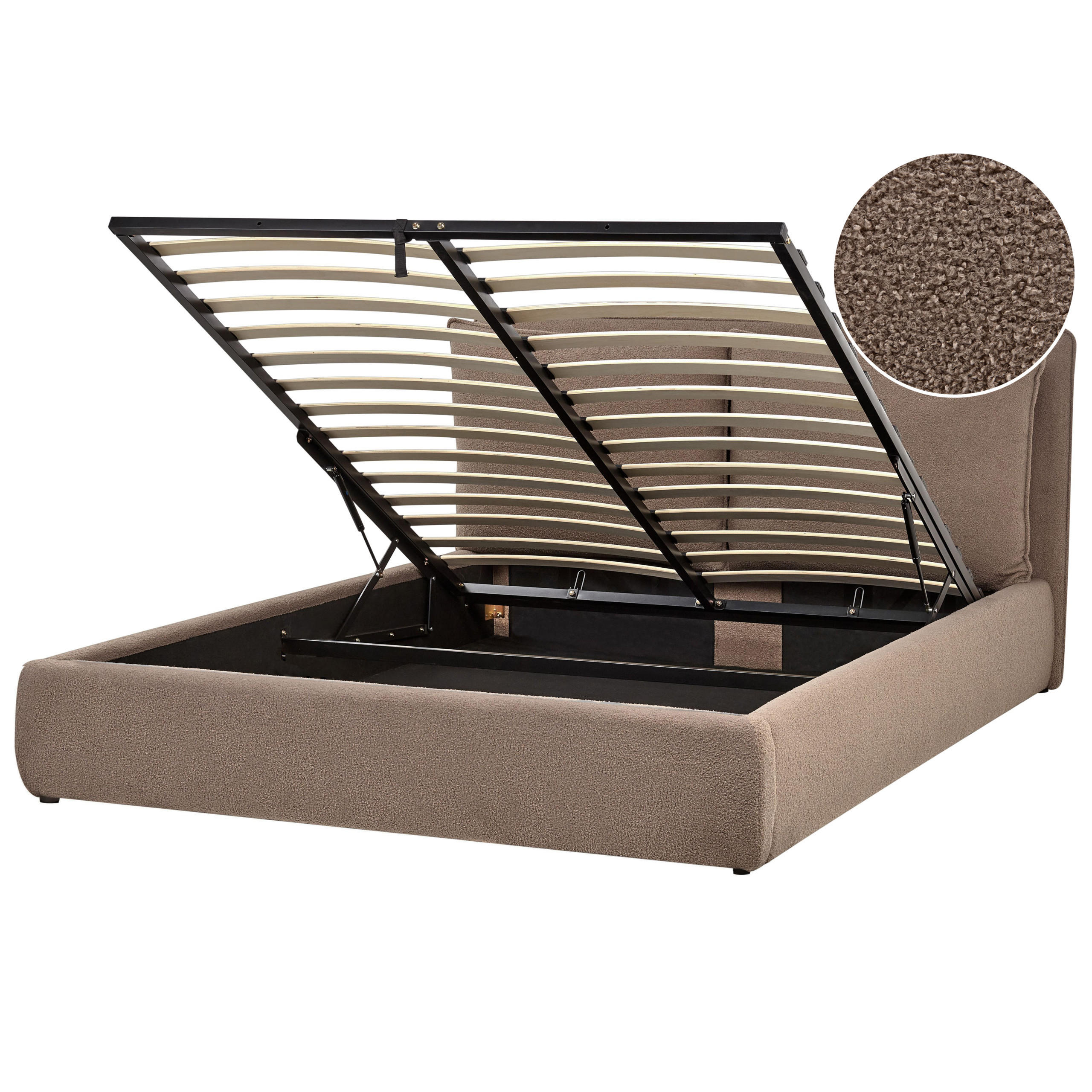 BETT mit Stauraum 160x200 cm Beige Bajonna - Taupe, Textil (160/200cm) - Beliani