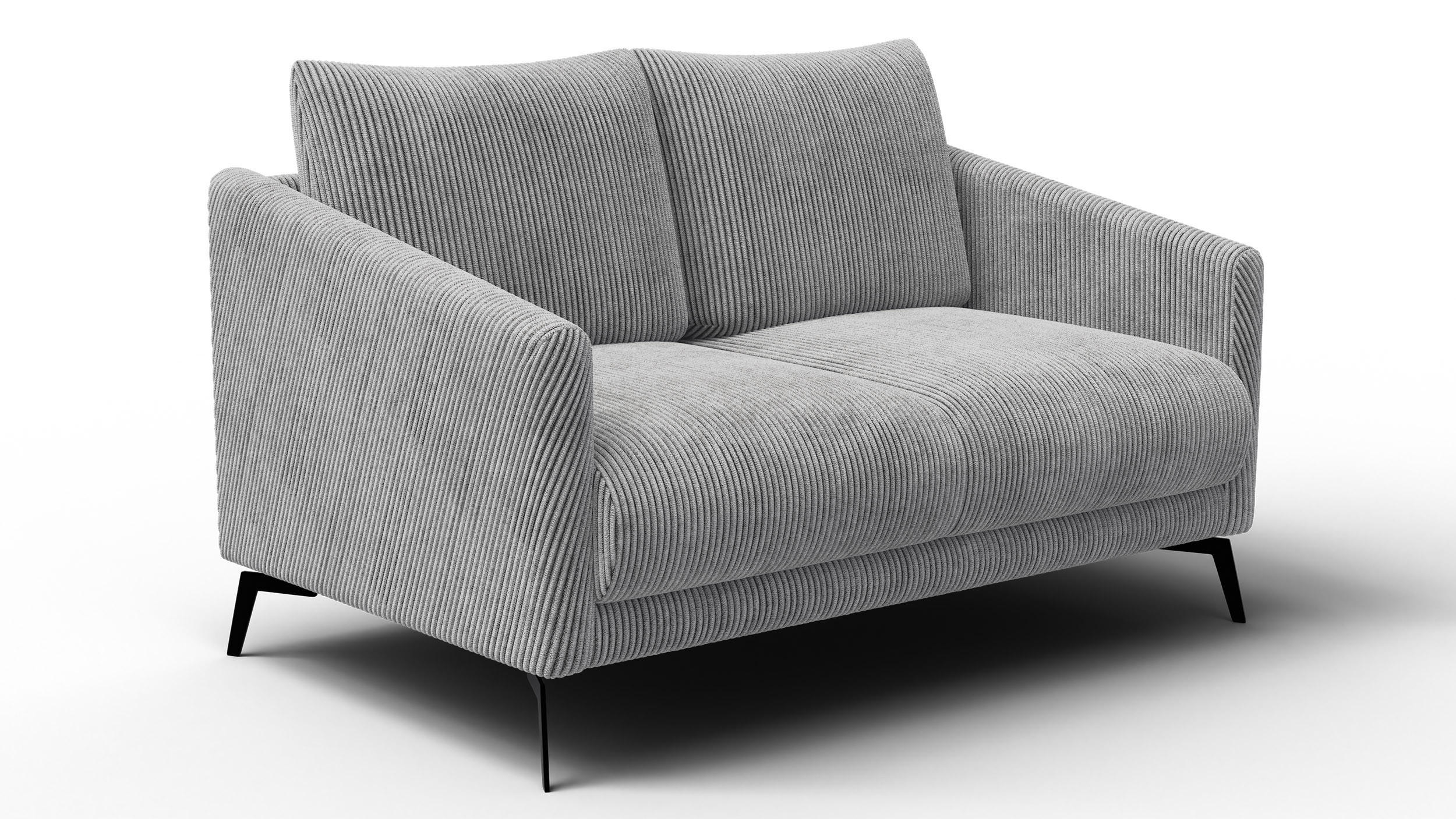 SOFA VILT 2-Sitzer, hellgrau - Hellgrau/Schwarz, Holzwerkstoff/Textil (142/89/94cm) - Courtois Laville