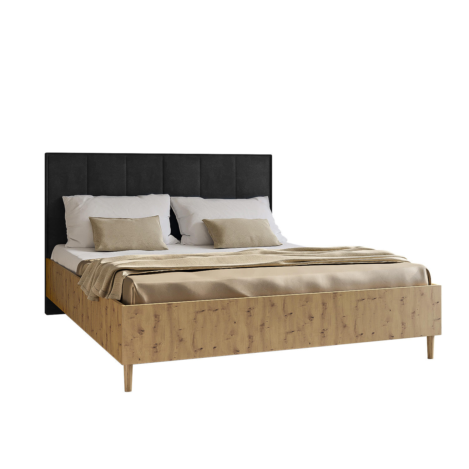 Margaret Hadas24 Doppelbett Eiche Artisan, Schwarz 160x200 cm