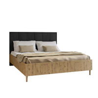 DOPPELBETT Luk II 160/200 cm ohne Matratze, Lattenrost, Bettkasten, artisan, schwarz - Schwarz/Eiche Artisan, Kunststoff (160/200cm) - Margaret Hadas24