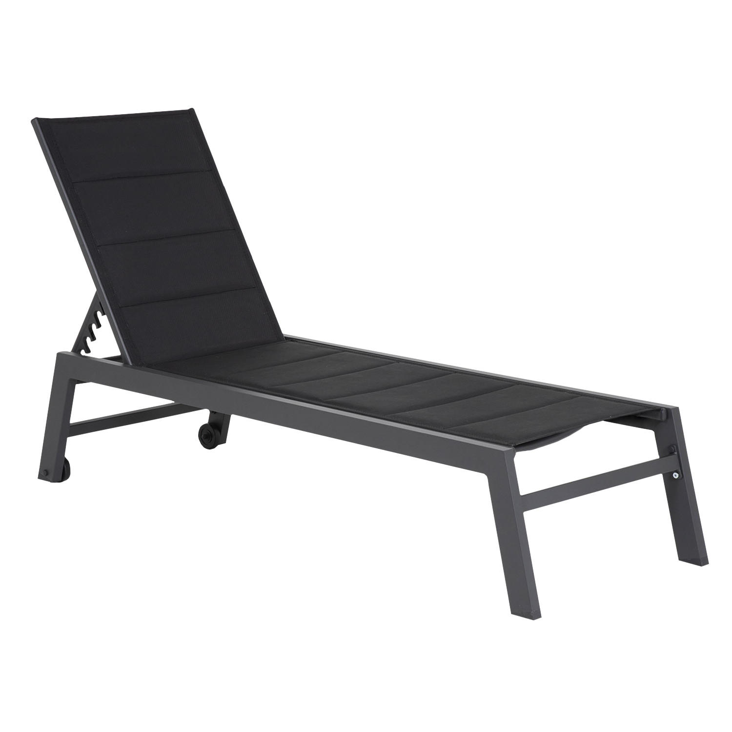 SONNENLIEGE Barbados Schwarz und Anthrazitgrau - Schwarz, Metall (61/95/198cm) - Happy Garden