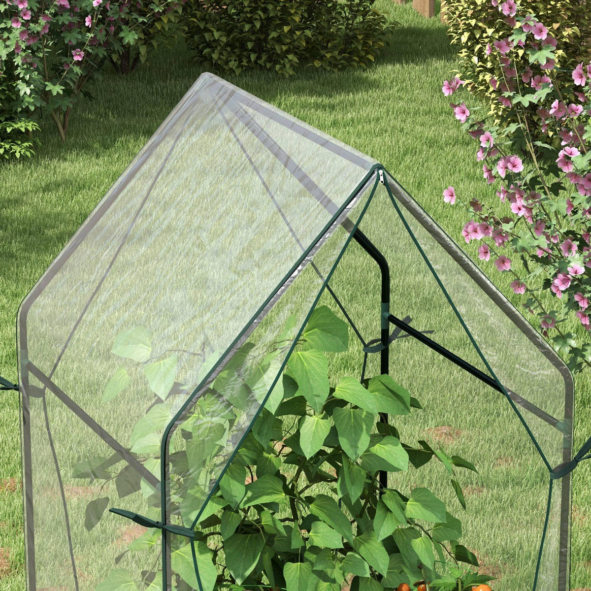 GEWÄCHSHAUS DE-12093 mit 2 Reißverschlusstüren, UV-beständig Transparent - Transparent, Metall (90/145/90cm) - ComfortXL