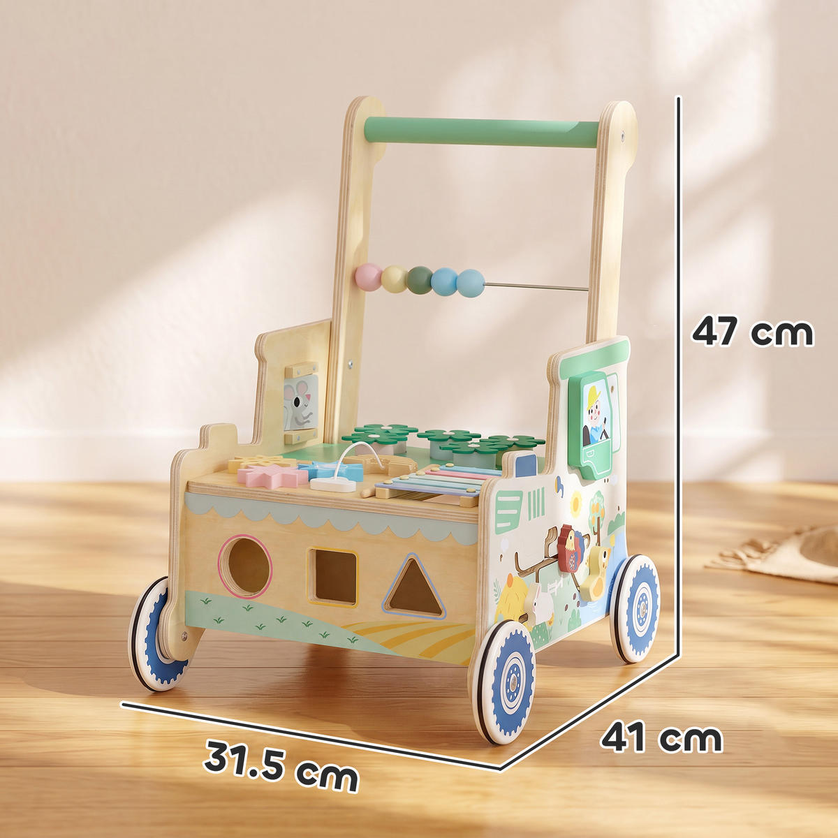 BABY-LAUFLERNWAGEN Mehrschichtplatte Grün - Grün, Holzwerkstoff (31.5/47/41cm) - AIYAPLAY