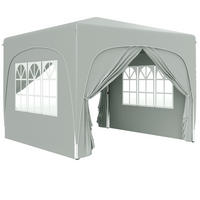 PAVILLON 300/300/273 cm hellgrau aus Polyester höhenverstellbar mit 4 Seitenteilen - Hellgrau, Textil (300/273/300cm) - OKWISH