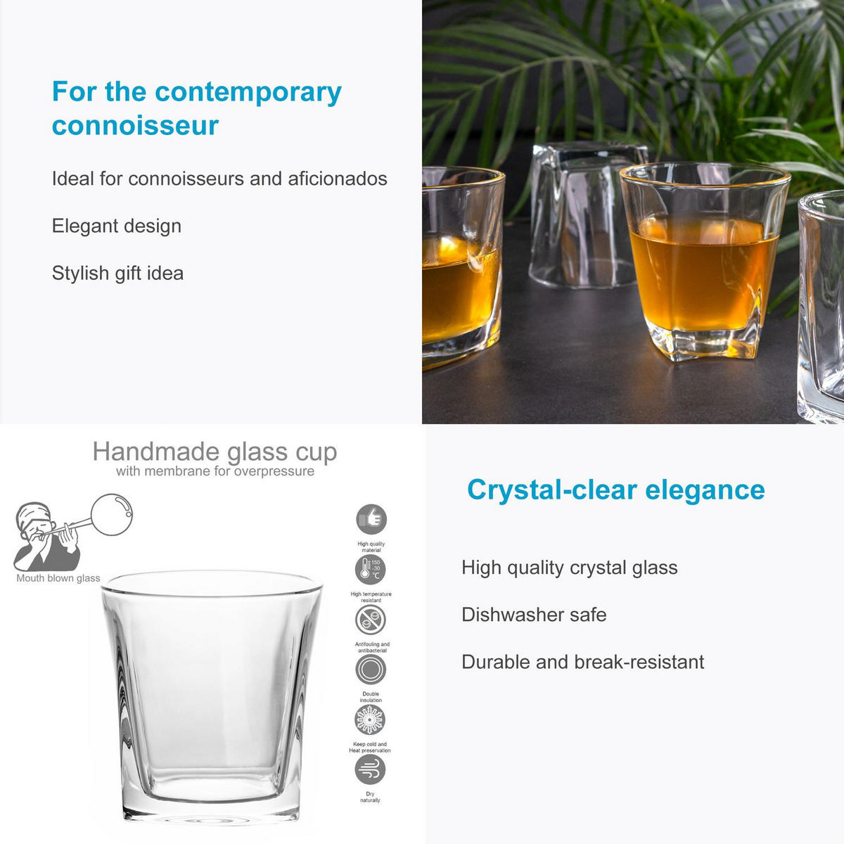 WHISKY GLAS Set (4-tlg.) - Transparent, Glas (0.3L) - Intirilife