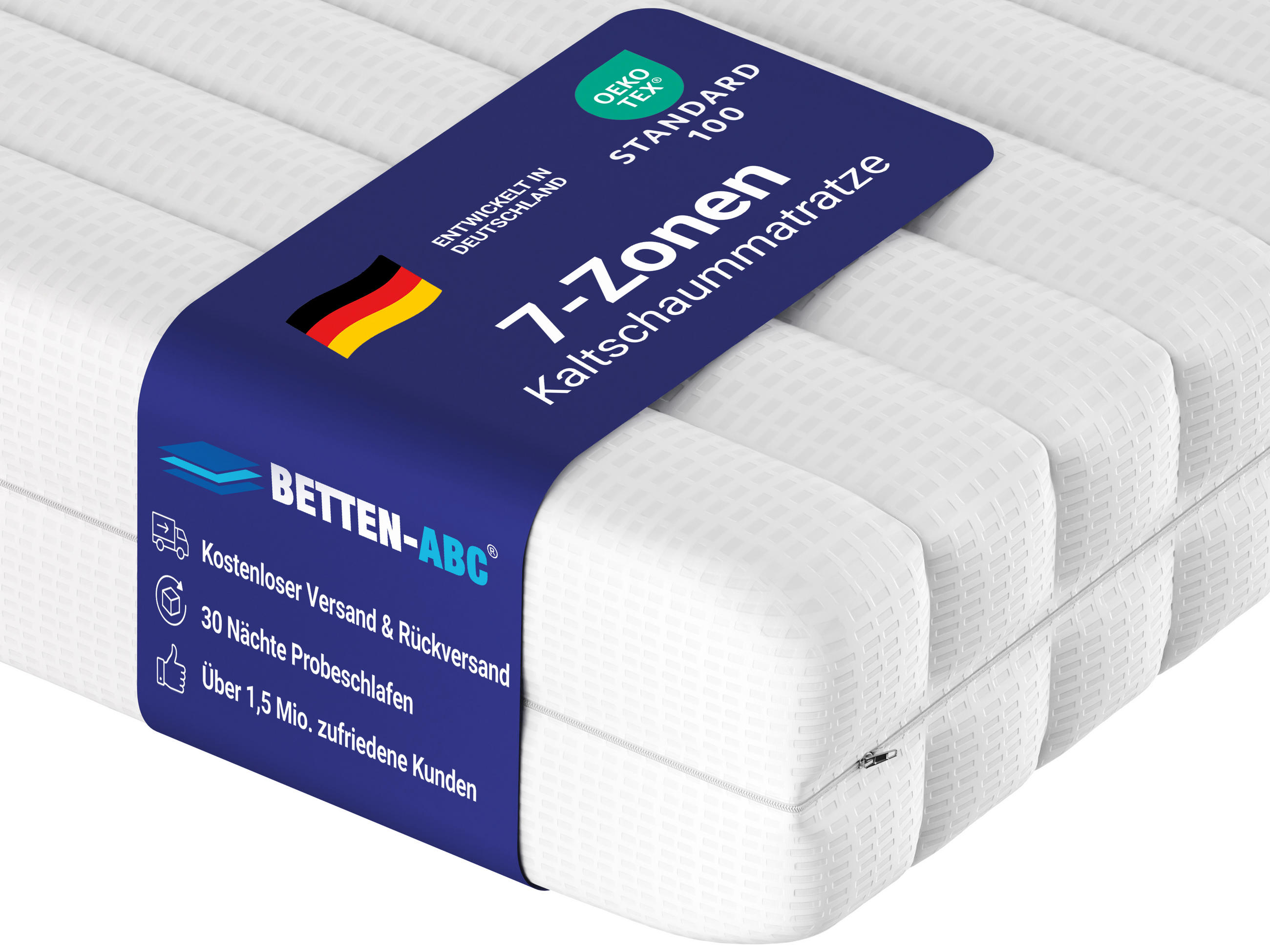 KALTSCHAUMMATRATZE KSP-500, 7 Zonen, Größe: 100x200, Härtegrad: H3 - Höhe 12cm - Weiß, Textil (100/200cm) - Betten-ABC