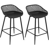 BARHOCKER 2er Set aus PP-Kunststoff, Schwarz - Schwarz, Kunststoff/Metall (44/84.5/47cm) - Woltu