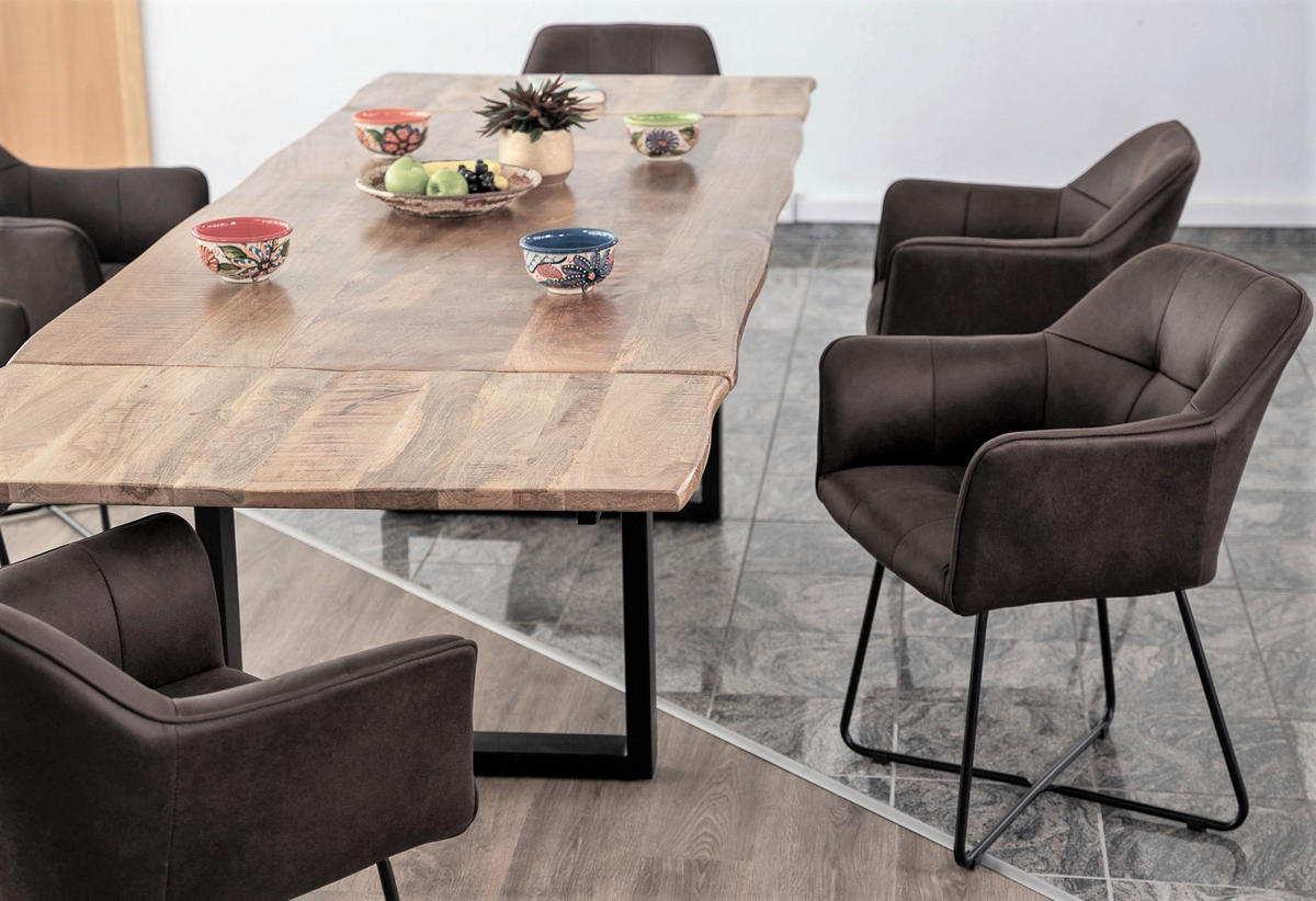 ESSTISCH NOAR - Beige/Schwarz, Holz/Metall (90/140/77cm) - SAM