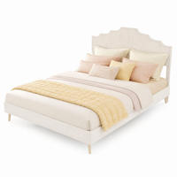 POLSTERBETT 140/200 mit geometrischem Kopfteil und Hollandwollstoff in Beige - Beige, Holzwerkstoff/Textil (140/200cm) - EVRYAE