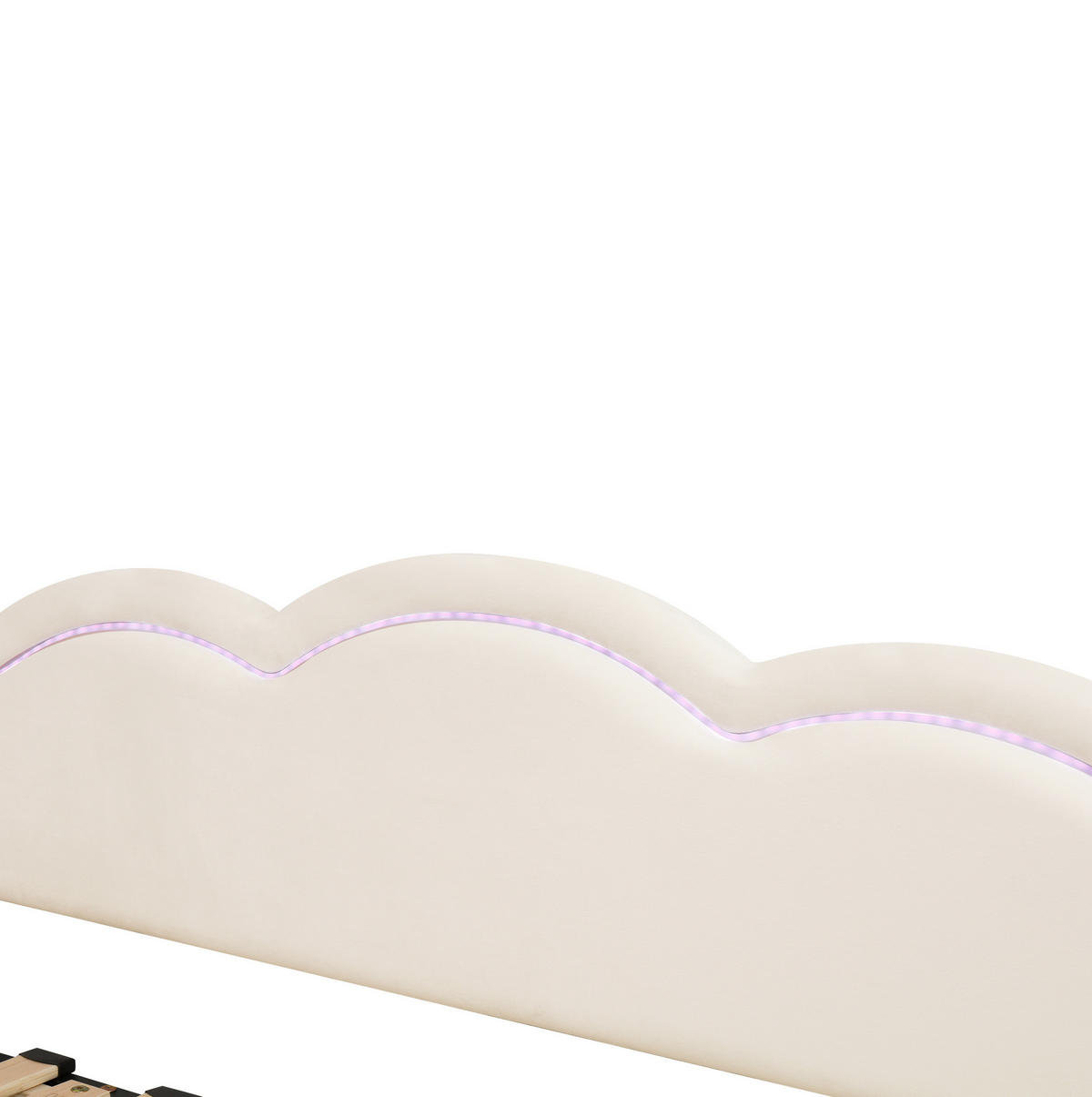 ROZKLADACIA posteľ 90/200 cm béžová zo zamatu s LED osvetlením a USB/Type-C - béžová, textil (90/200cm) - OKWISH