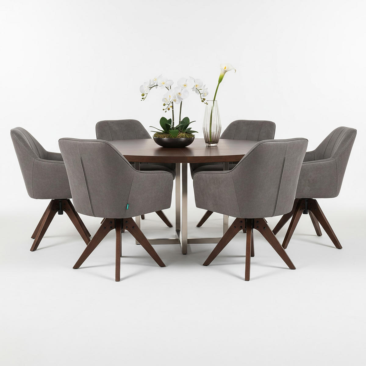 ARMLEHNSTUHL Mika-Noah 2er-Set - Taupe/Nussbaumfarben, Eichenholz/Holz (60/87/65cm) - DUBI Möbel