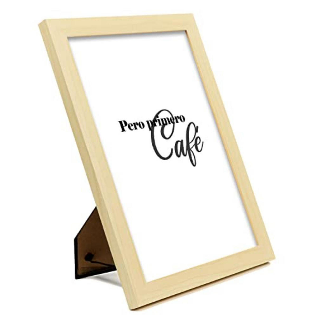 POSTER Set mit 4 Kaffee TypografieStil A4 Rahmen aus hellem Holz - Beige, Papier (29.7/3cm) - Nacnic