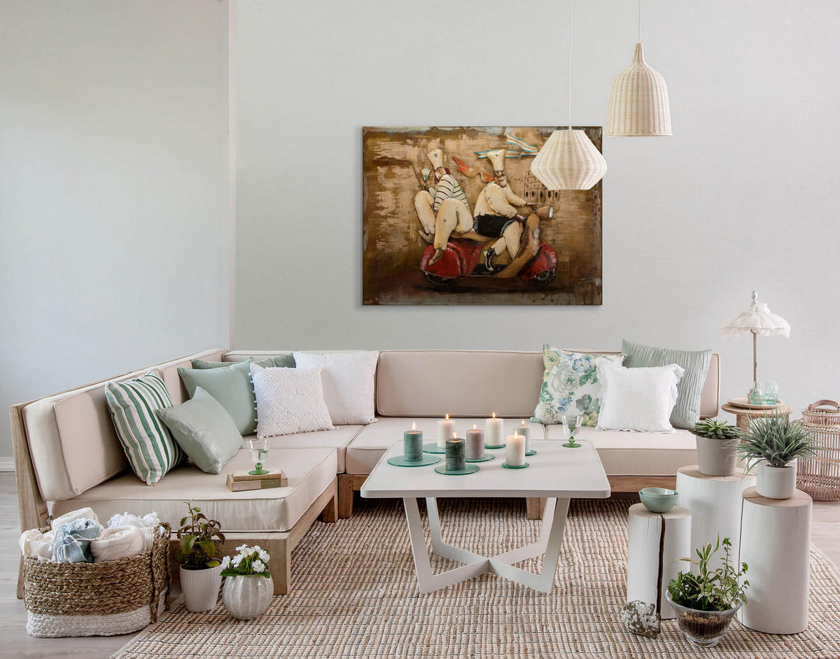 METALLBILD Rot 100/70 cm - Beige/Rot, Metall (4.6/70cm) - KUNSTLOFT