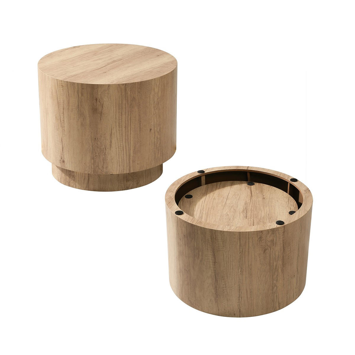 COUCHTISCHE RUND 2er set 58/58/58 cm - Eschefarben, Holzwerkstoff (65.5/58/38cm) - Calicosy