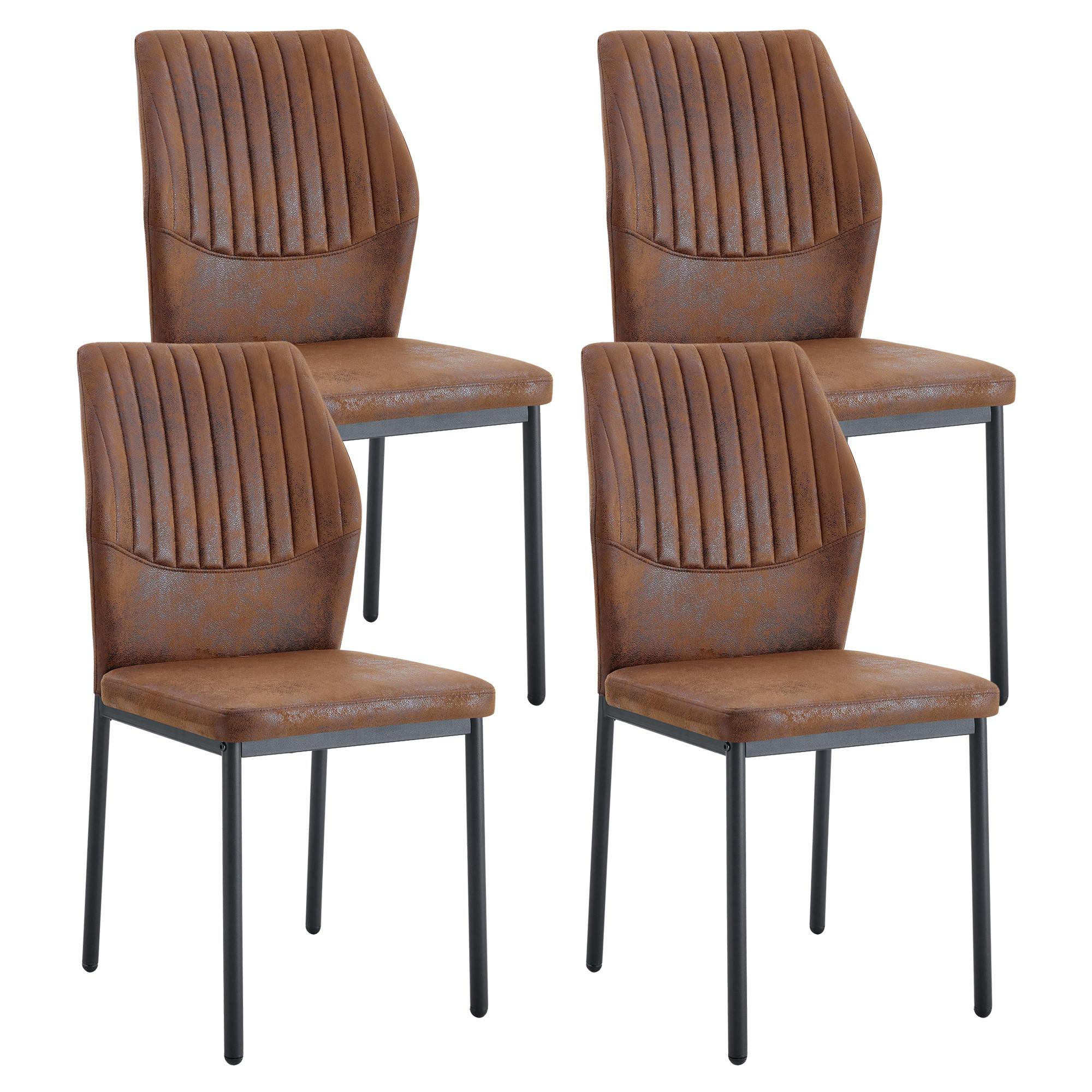ESSZIMMERSTUHL 4er set stoff tech gepolstert metallbeine ergonomisch - Braun, Textil (43/93/42.6cm) - Urban Meuble