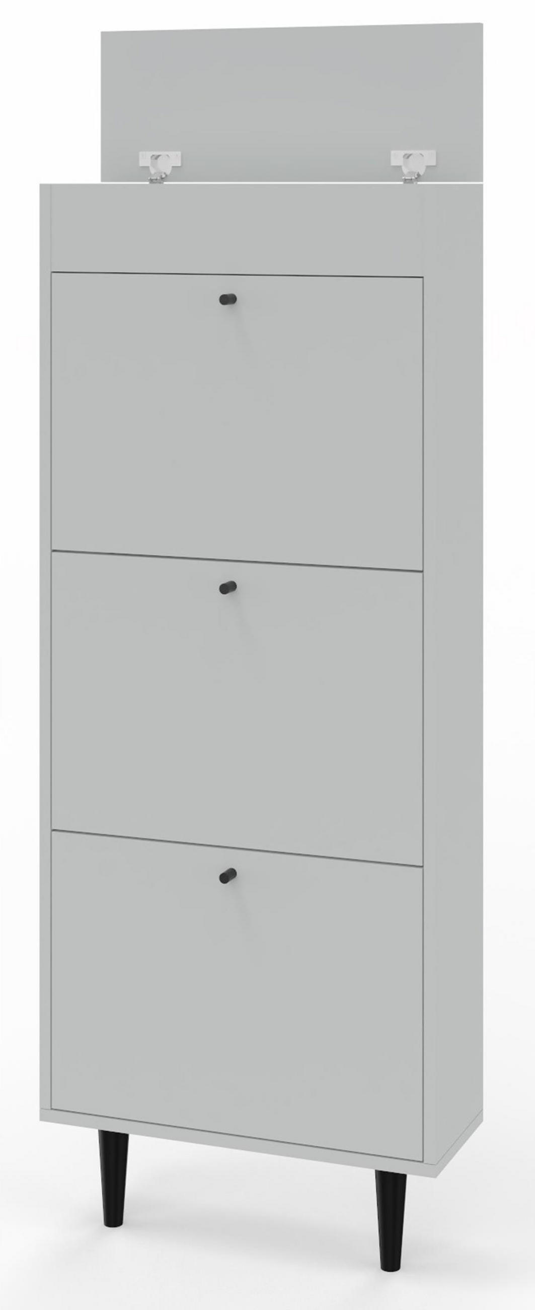 SCHUHSCHRANK Dotti 531 Grau 55/21/141 cm Wandmontage - Grau, Holzwerkstoff (55/141/21cm) - Matkam Möbel