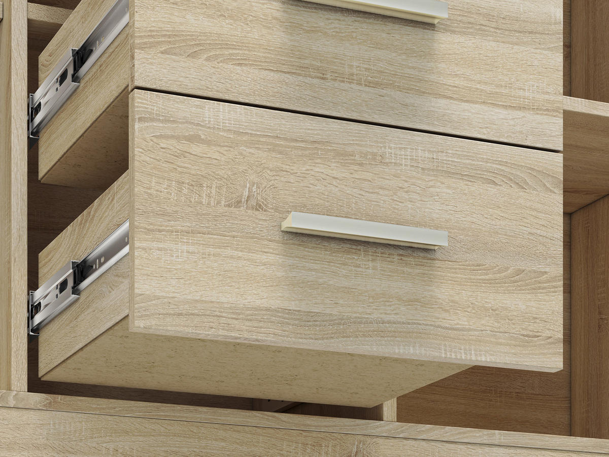 KOMMODE Castel Sonoma Eiche hell / Sonoma hell Trüffel 138 / 43 / 94cm - Multicolor/Braun, Holz/Holzwerkstoff (138/94/43cm) - Feldmann-Wohnen