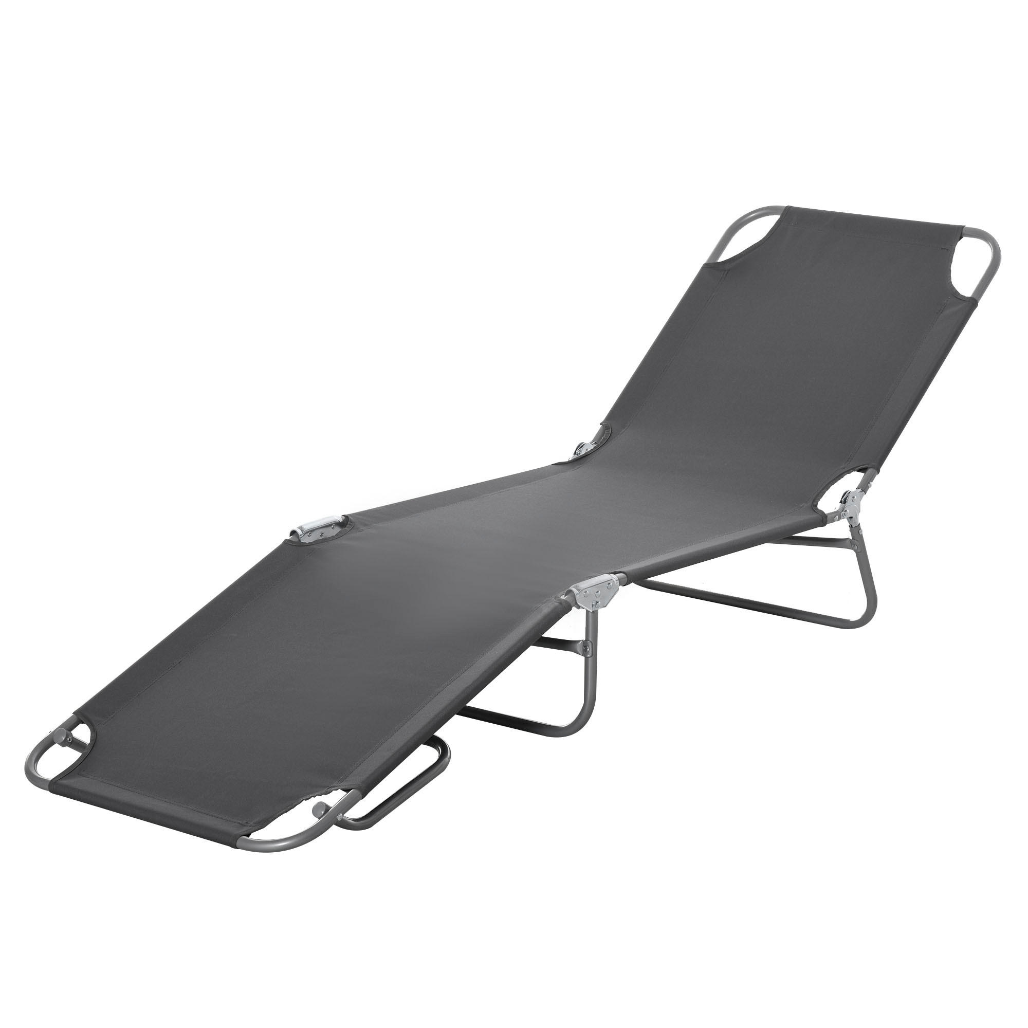 SONNENLIEGE Klappbare mit 5-fach verstellbarer Rückenlehne ,187x55x24 cm ,Grau - Grau, Metall (55/24/187cm) - Vallsero