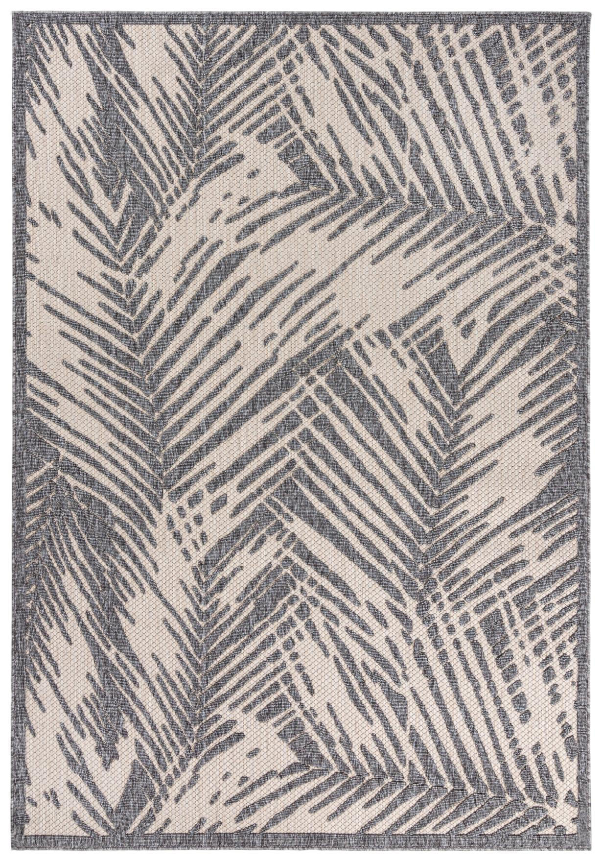 TEPPICH Beige In-Outdoor - Kurzflor Rechteckig, Motiv Pflanzen, Blätter, Blumen - 160 x 230 cm - Beige/Hellgrau, Textil (160/230cm) - Mazovia