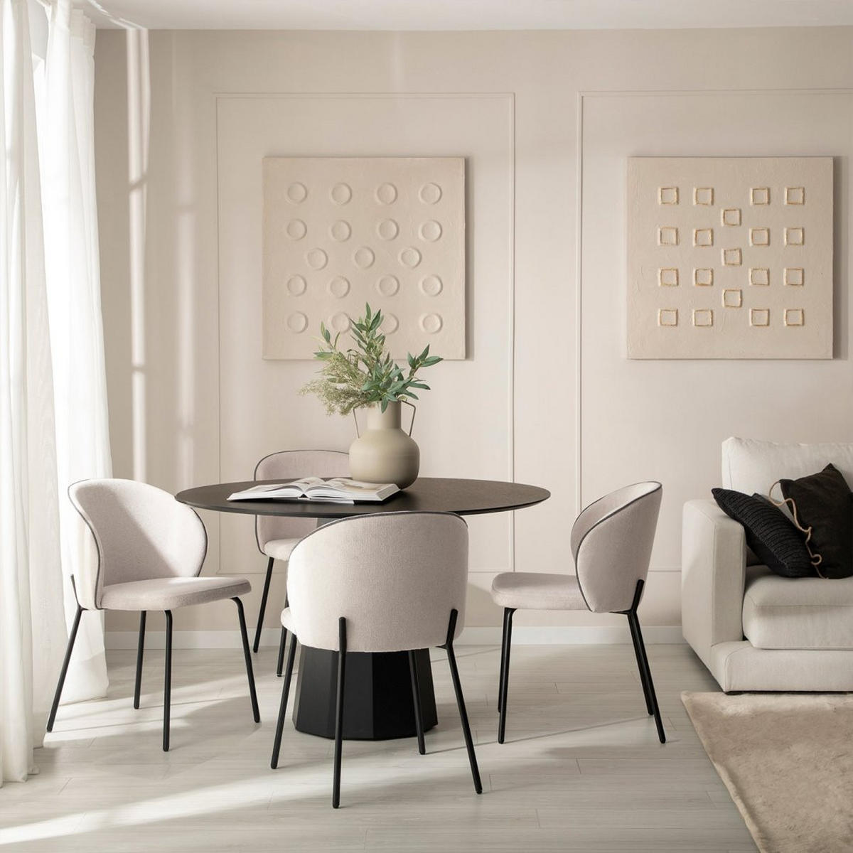 ESSZIMMERSTUHL Norah Beige 49 cm x 80 cm 4er-Set - Beige, Textil (49/80/56cm) - Klast Home