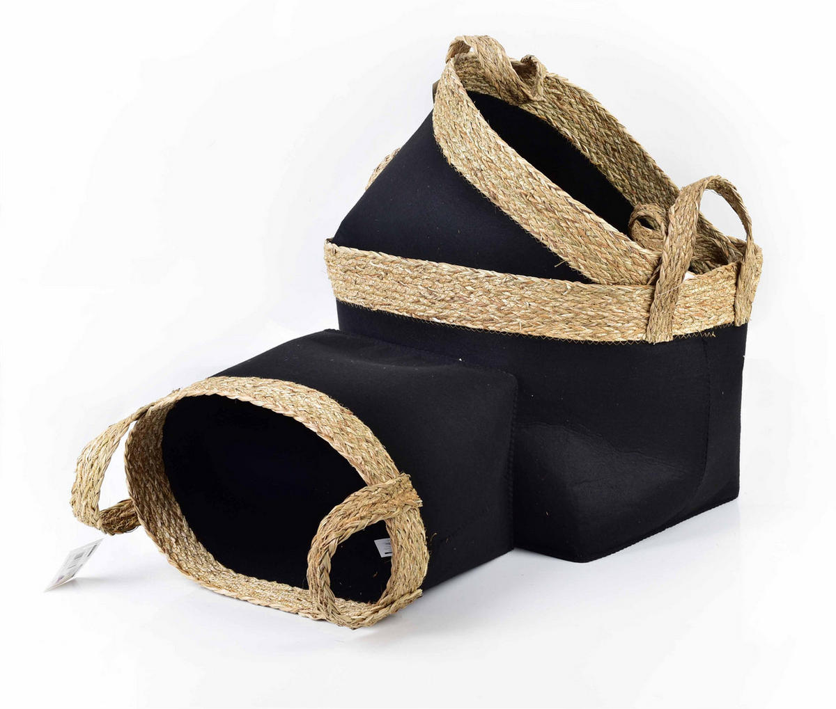 KORB Bali 3er Set schwarz 31/44/30cm Seegras - Schwarz, Naturmaterialien/Kunststoff (31/30/44cm) - Mondex