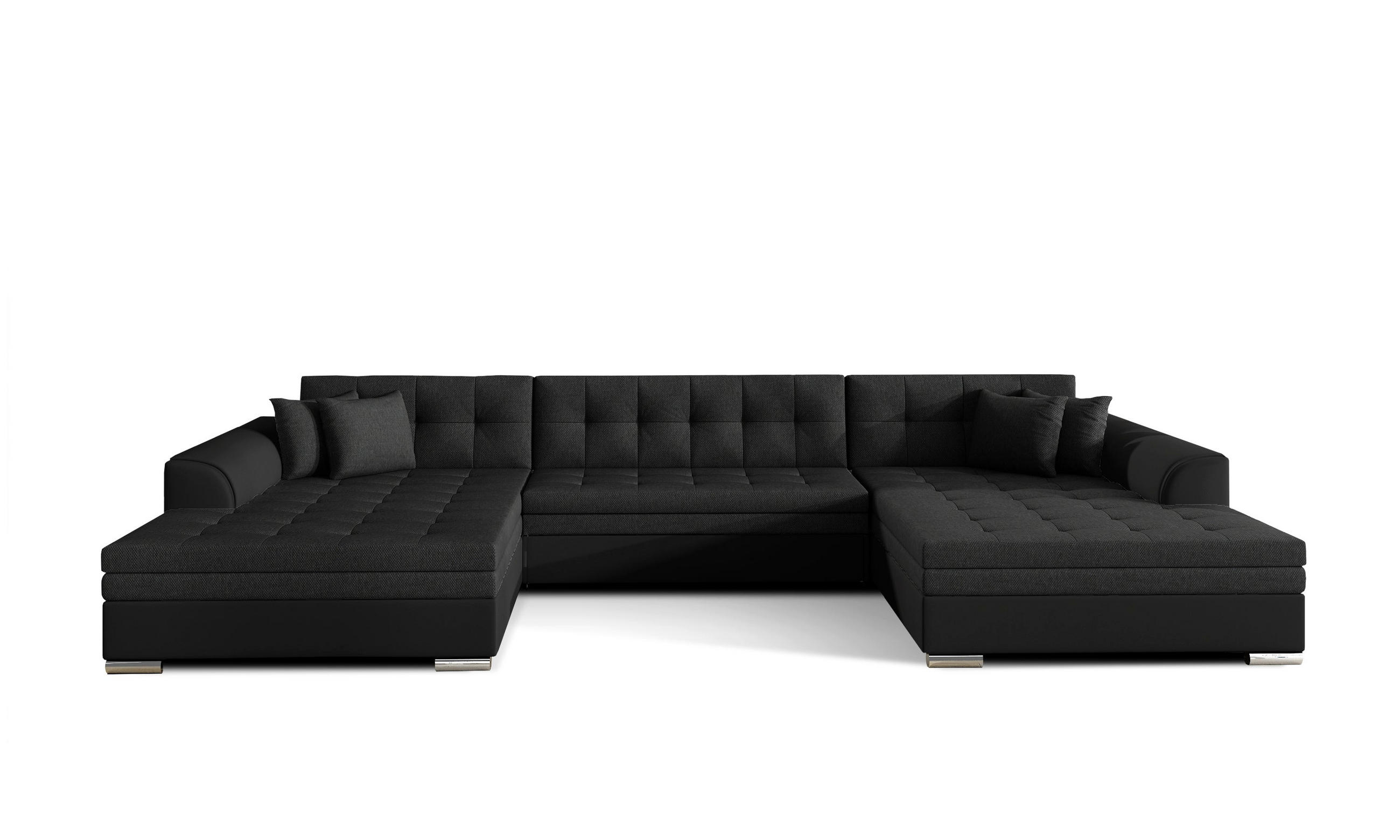 WOHNLANDSCHAFT VENTO U-Form – Großzügiges Ecksofa mit Schlaffunktion & Kissen 359 cm - Schwarz, Kunststoff (359/78/165cm) - Wohnideebilder