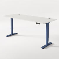 SCHREIBTISCH Elektrisch Höhenverstellbarer HomePro 200x80cm Blau/Weiß mit Memory-Funktion, Anti-Kollisions Technologie - Blau/Weiß, Holzwerkstoff (80/200/62cm) - Desktronic