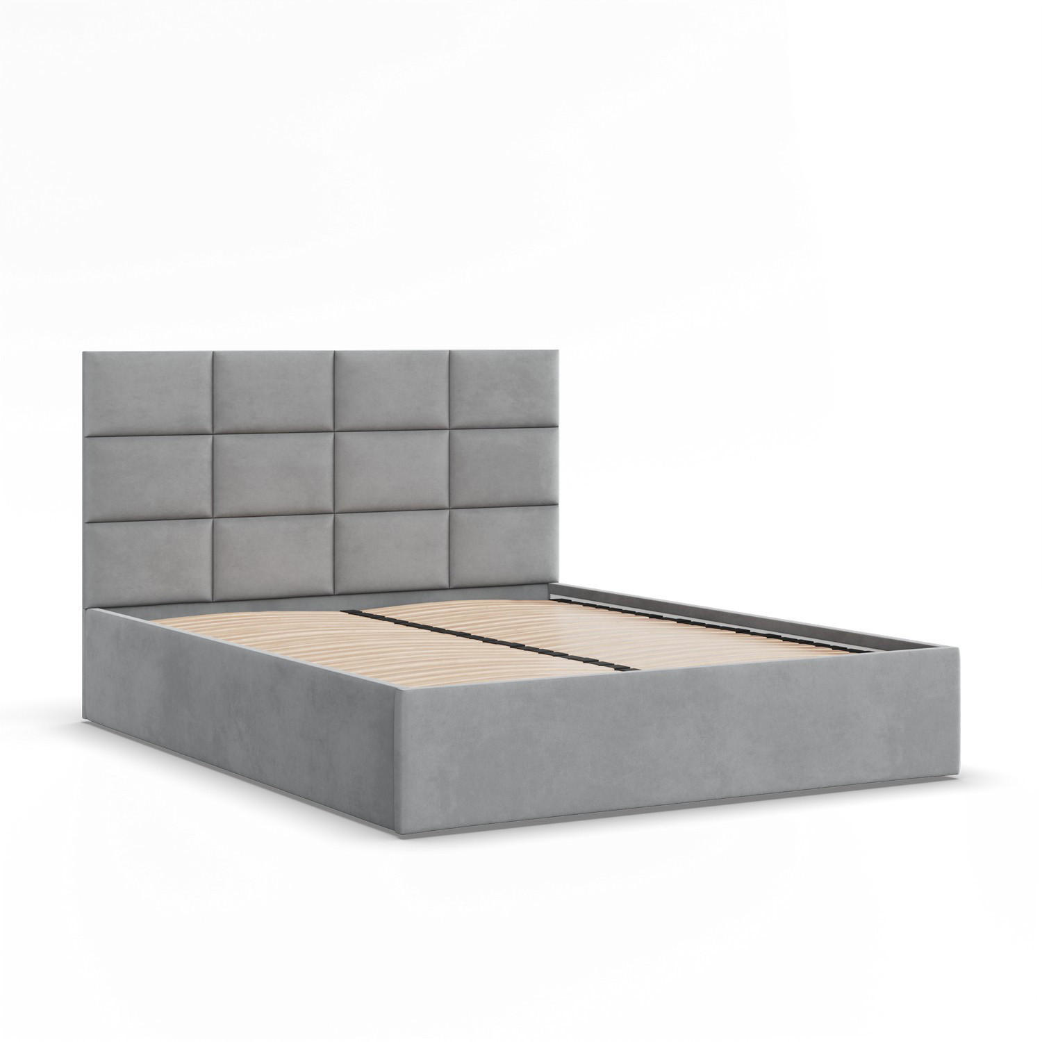 POLSTERBETT MIT KOPFTEIL 140x200 ohne Bettkasten YORK, Grau - Grau, Textil (140/200cm) - Mebligo