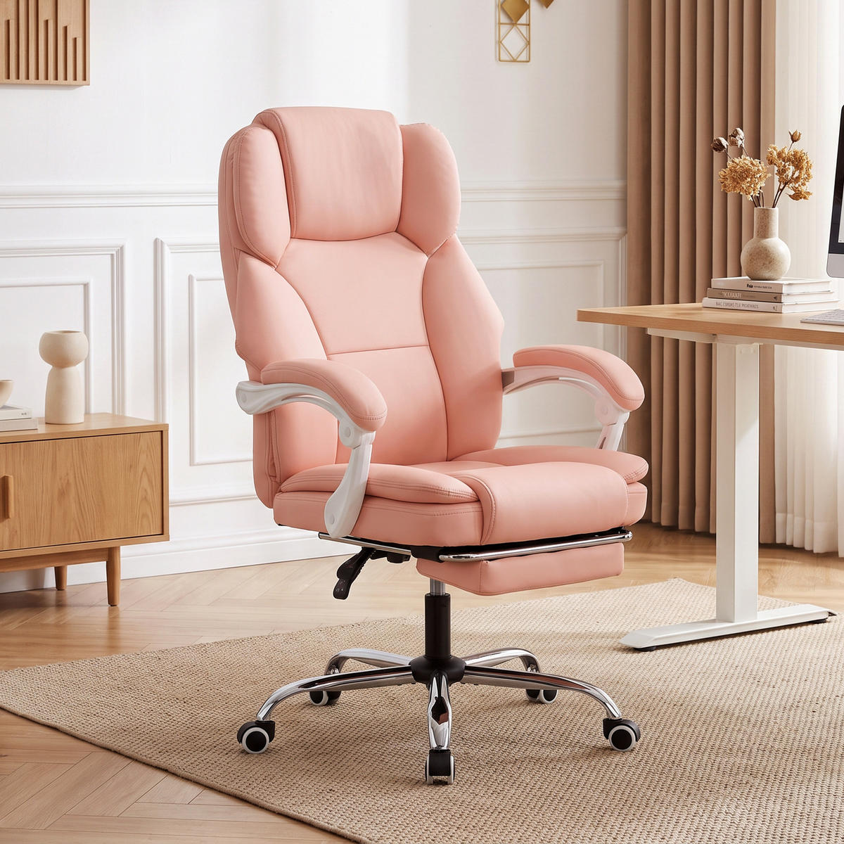 BÜROSTUHL Rosa 73.0/64.0/120.0 cm - Rosa, Leder (64/120/73cm)