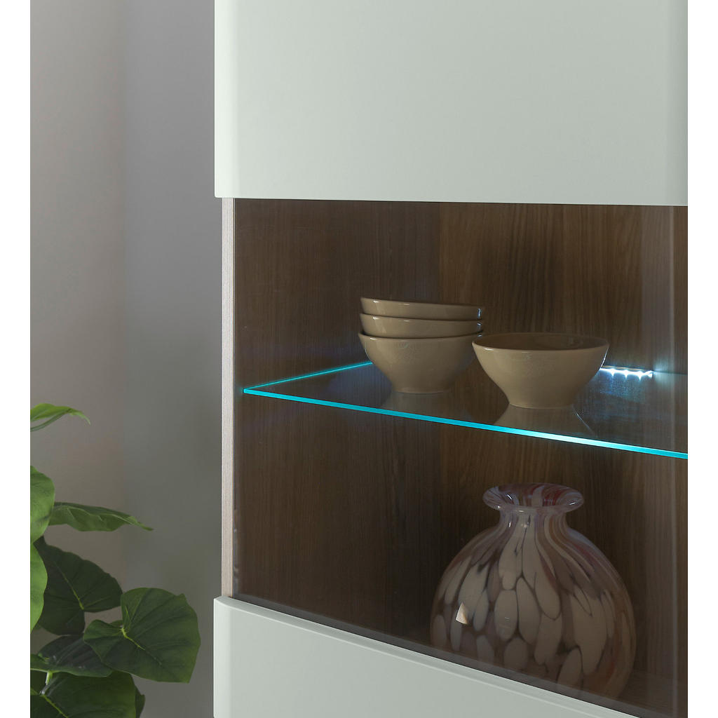 Thumbnail - Furn.Design Wohnwand, Eiche, Pastellgrün, Holzwerkstoff, Nachbildung, Echtholz,Eiche, Uni, Holz Optik, 3 Fächer, 3 Schub...