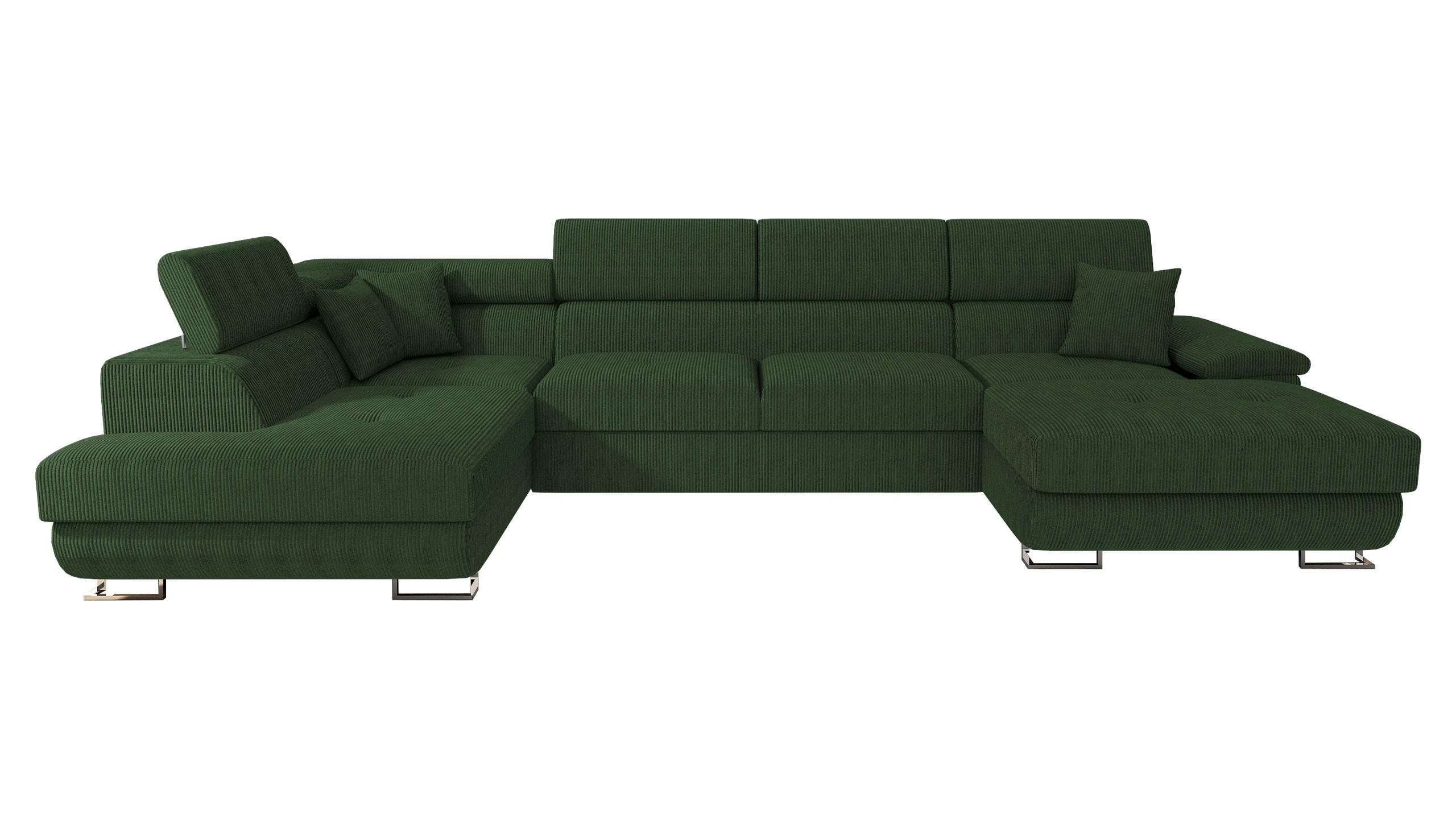 WOHNLANDSCHAFT Cotere Bis Cord, Seite: Links - Grün, Holz (345/91/202cm) - MIRJAN24